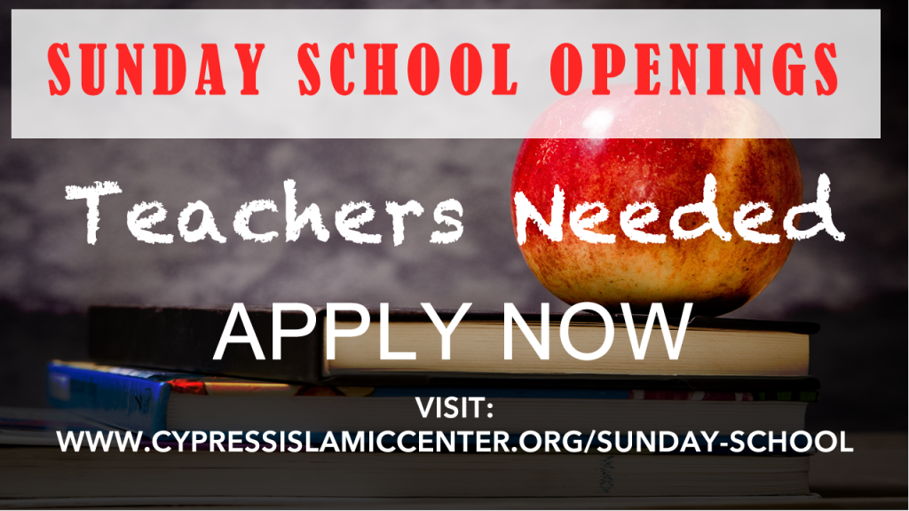 Sunday School Openings, hiring teachers.