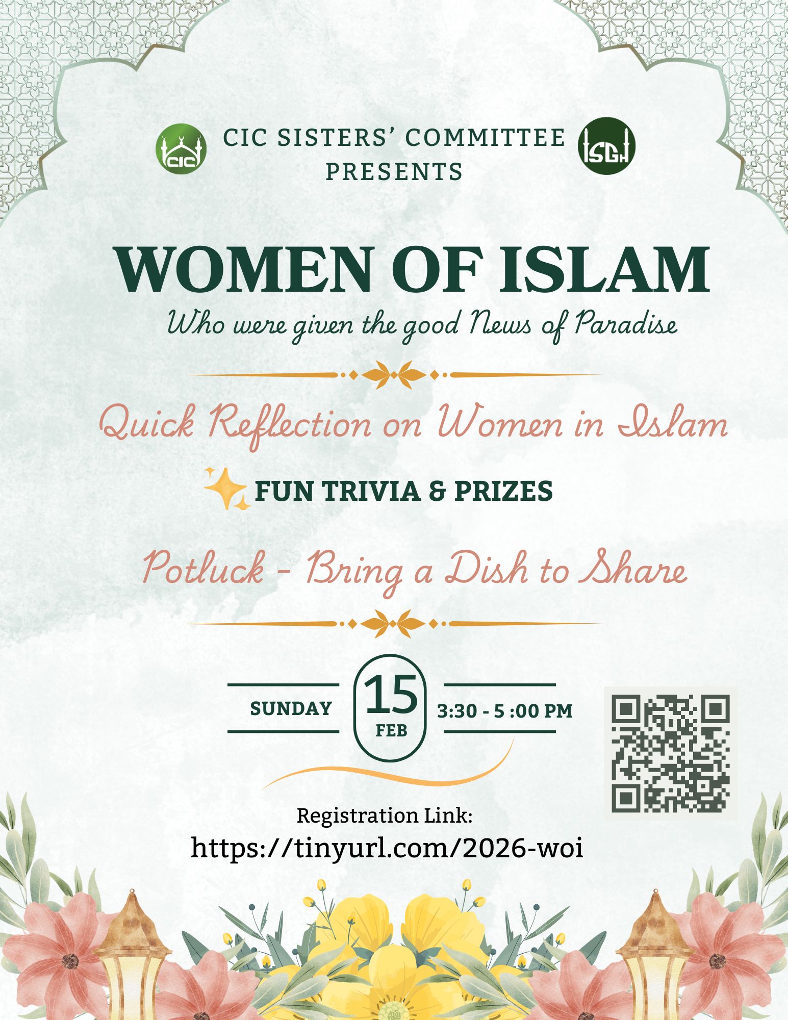 Women of islam event on Feb 15, 2026 at 3pm
